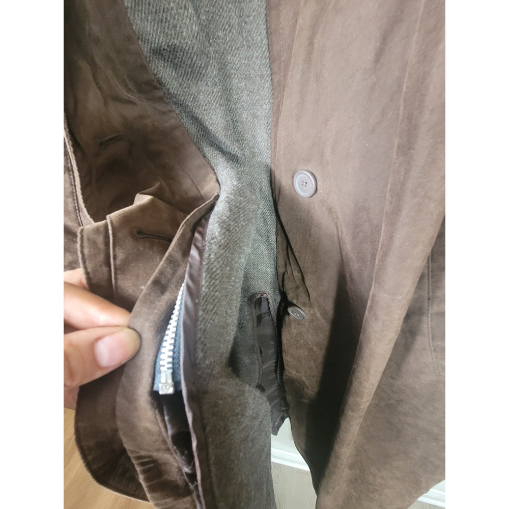 Jacqueline Ferrar Women 18W Brown Trench Coat Long Winter Liner Y2K DarkAcademia - Picture 8 of 10